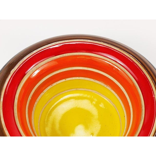 Mid-Century Stripe Ceramic Centerpiece Bowl attributed to Bitossi for Bitossi, Italy, 1960s For Sale - Image 15 of 18