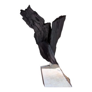 Organic Modern Shou-Sugi-Ban Black and White Sculpture For Sale