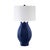 Contemporary Matthew Izzo Home Mae Matte Navy Blue Glaze Ceramic Table Lamp With Shade and Ceramic Finial For Sale - Image 3 of 6