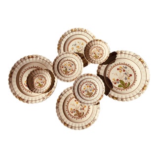 1930s Copeland Spode Cowslip Bone China Dinnerware Set, 8 Pieces For Sale