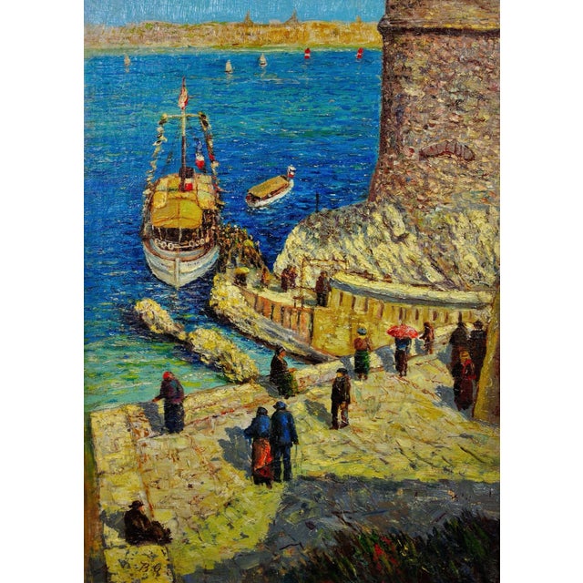 Jean-Baptiste Olive. French ( b.1848 - d.1936 ). Le Château d'If. Frioul Archipelago Off Marseille. Oil On Canvas. Signed...