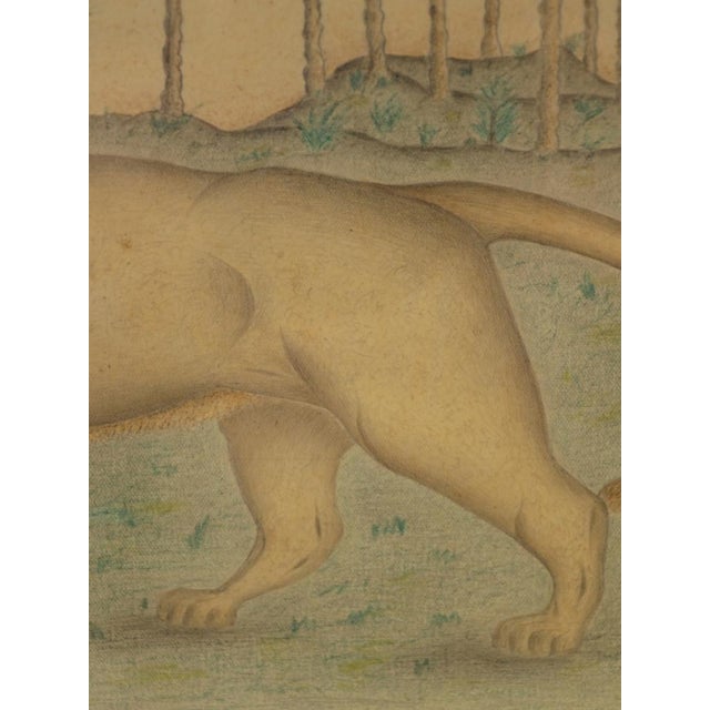 French Artist, Study of a Lion in a Palm Jungle, 1870, Colored Pencil on Paper For Sale - Image 14 of 17