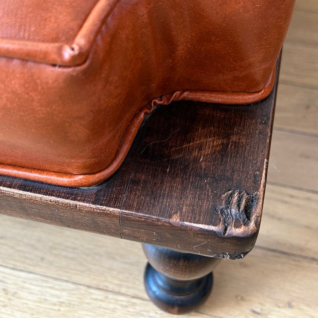 Vintage Ethan Allen Stacking Orange Square Footstools - Wood & Vinyl For Sale - Image 11 of 17