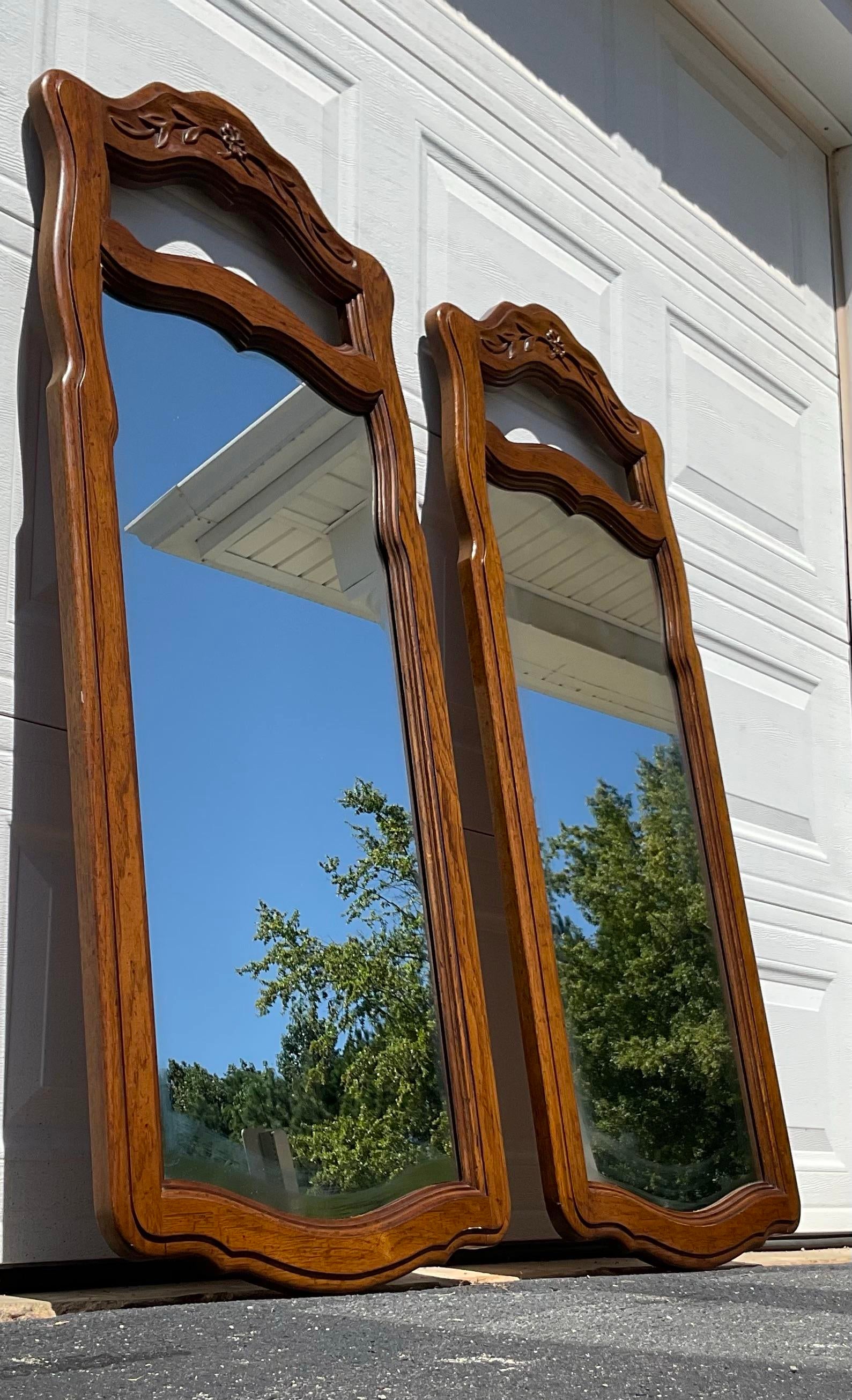 Pair of Vintage Drexel Heritage French Provincial Fruitwood Carved
