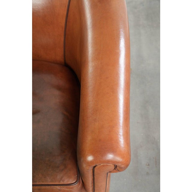 Brown Vintage Club Chair in Sheepskin Leather For Sale - Image 8 of 13