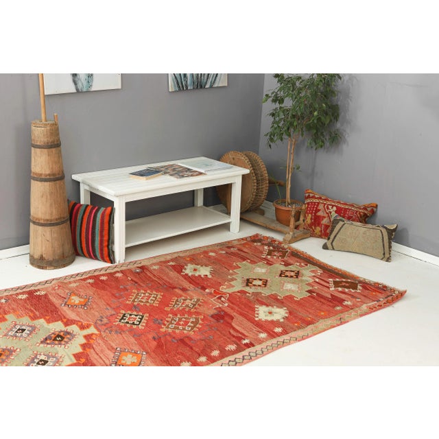 Mid 20th Century Vintage Turkish Kars Kilim Rug For Sale In Los Angeles - Image 6 of 7