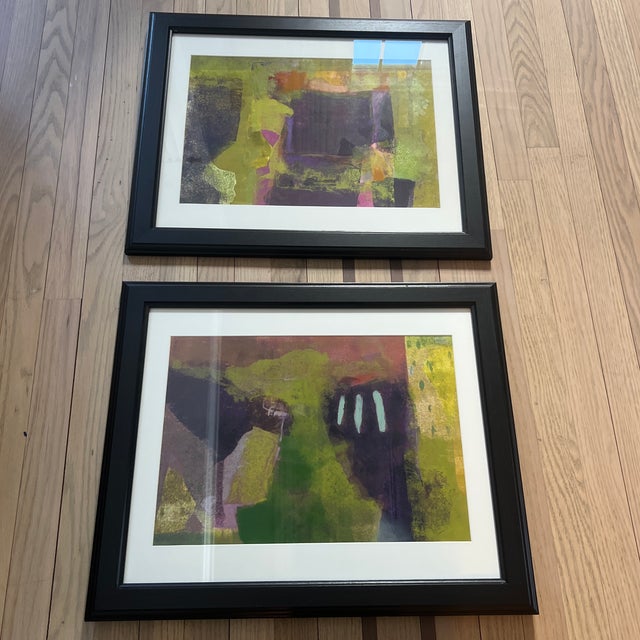 Green Framed Original Abstract Monotype Print For Sale - Image 8 of 10