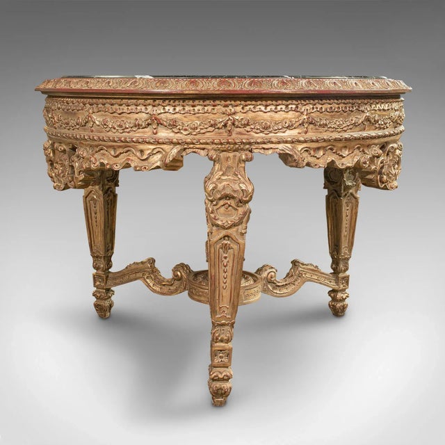 1980s Large Vintage Continental Marble Circular Table For Sale - Image 4 of 13