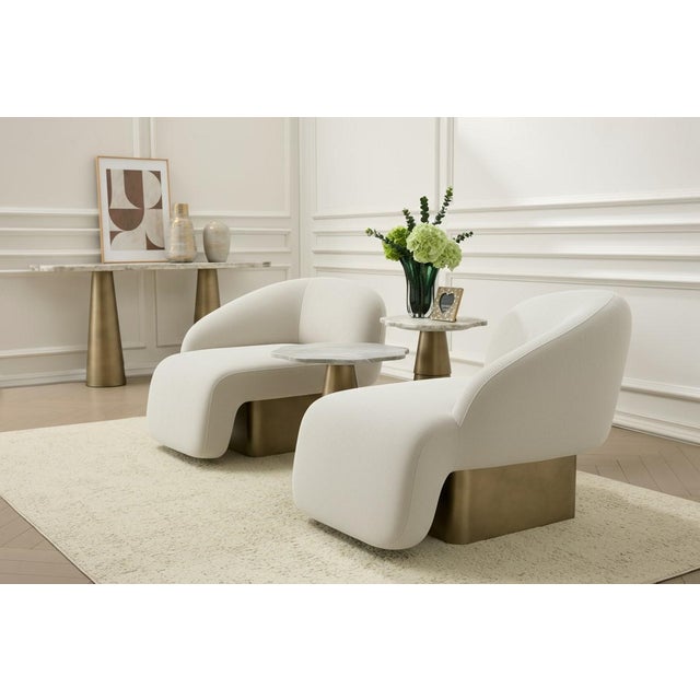 Kaia Modern White Boucle Right Arm Accent Chair For Sale - Image 10 of 11