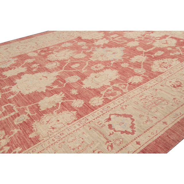 Modern Turkish Oushak Handmade Floral Pattern Rust Wool Rug For Sale In New York - Image 6 of 9