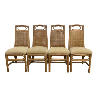 1980s Cane and Bamboo Chairs- Set of 4 For Sale