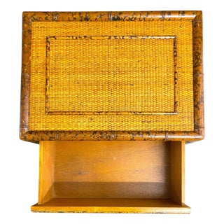 British Colonial Tortoiseshell Bamboo Chest & Nightstand, China Export, C. 1970s For Sale