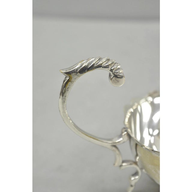 Metal Vintage Victorian Style Silver Plated Footed Gravy Sauce Boat With Handle For Sale - Image 7 of 14