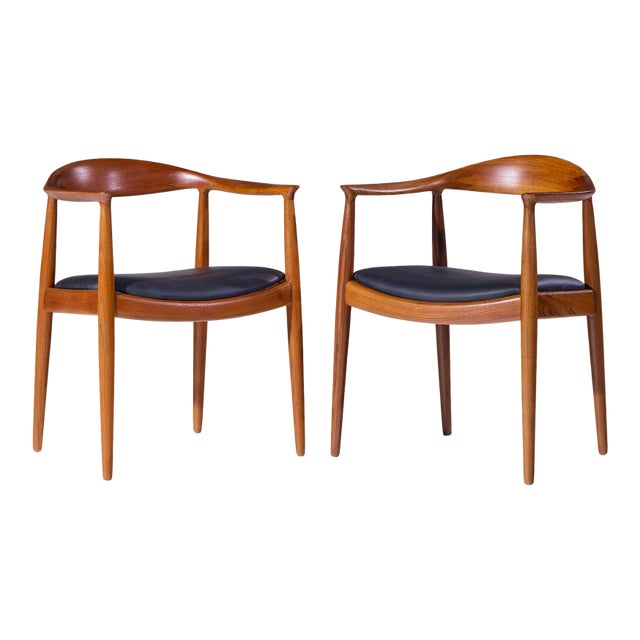 Hans Wegner for Johannes Hansen Mid Century Danish Teak the Chair - Pair For Sale