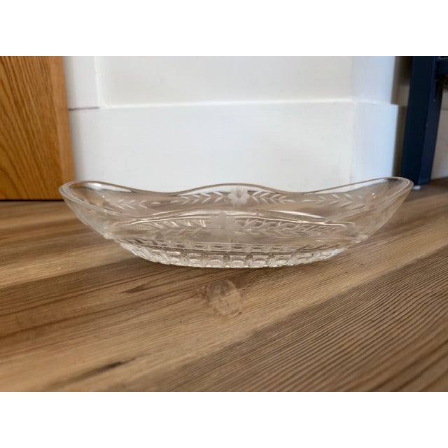 Glass Vintage Pressed Clear Glass Oval Celery or Relish Dish For Sale - Image 7 of 11