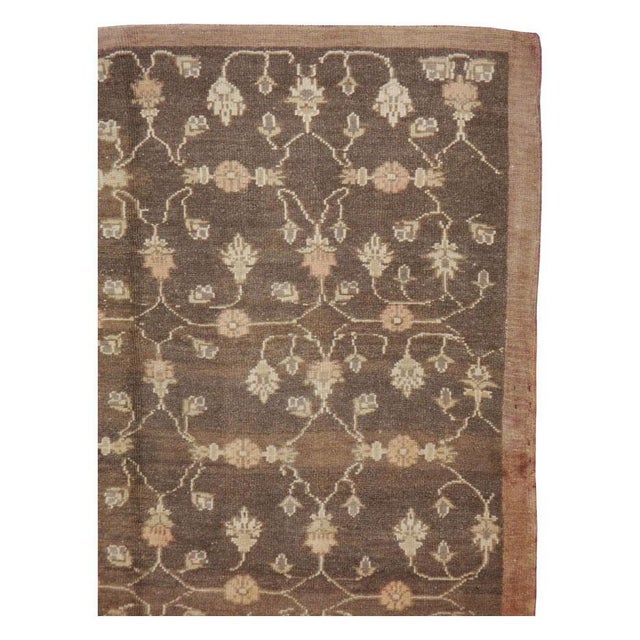 Rustic Mid-20th Century Handmade Turkish Anatolian Brown Accent Rug For Sale - Image 3 of 9