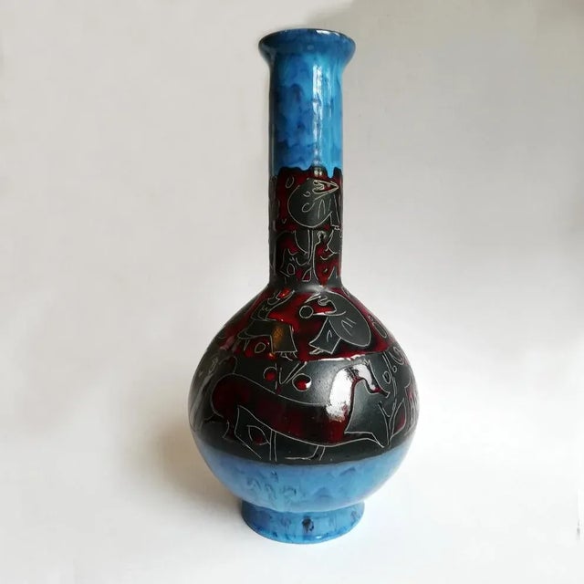 Italian Ceramic and Enamel Vase by Tosin for Etruria, 1950s For Sale - Image 12 of 12