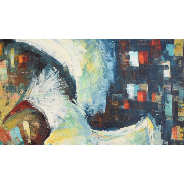 Bright and dynamic depiction of two birds fighting by Filipino artist JG Rivera (20th Century). Splashes of color surround...