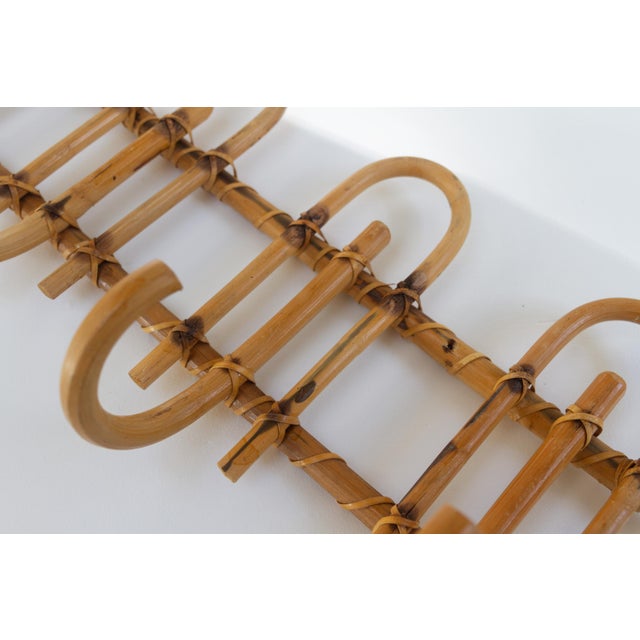 Italian Bamboo and Rattan Coat Rack, 1950s For Sale - Image 12 of 15