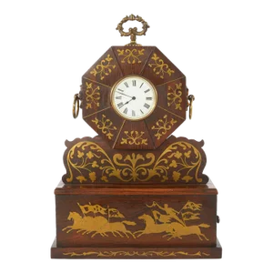 19th Century Mahogany / Brass Inlay Desk Clock