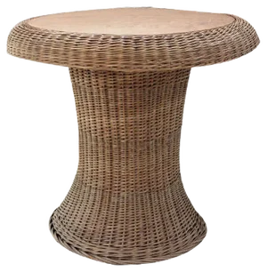 Vintage Rattan Table with Built-in Wooden Board, 1970s