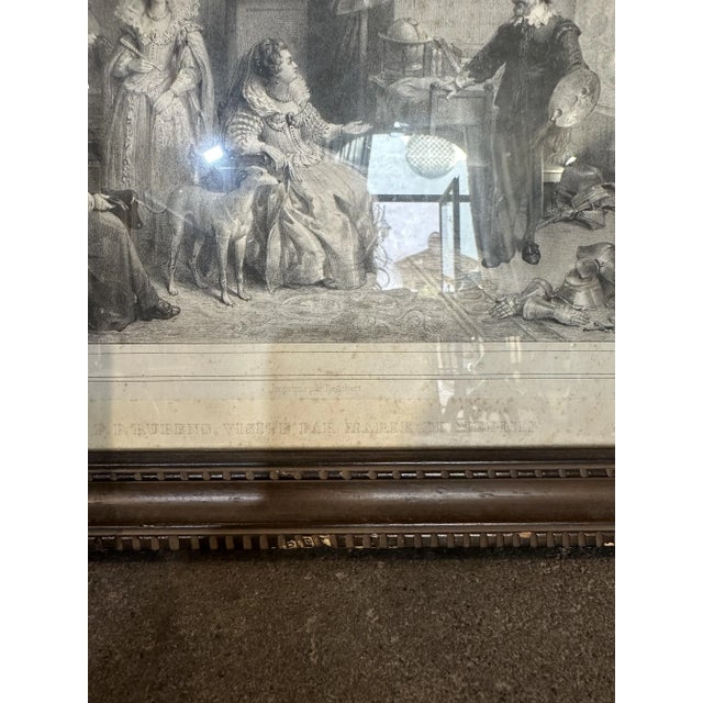 Degobert, Meeting Between PP Rubens and Maria De Medici, 20th Century, Engraving For Sale - Image 4 of 9