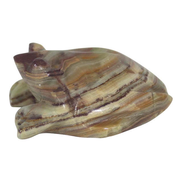 Vintage Carved Onyx Frog Figurine or Paperweight For Sale