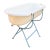 Vintage Hungarian White Enamel Bathtub With Pale Blue Metal Stand For Sale