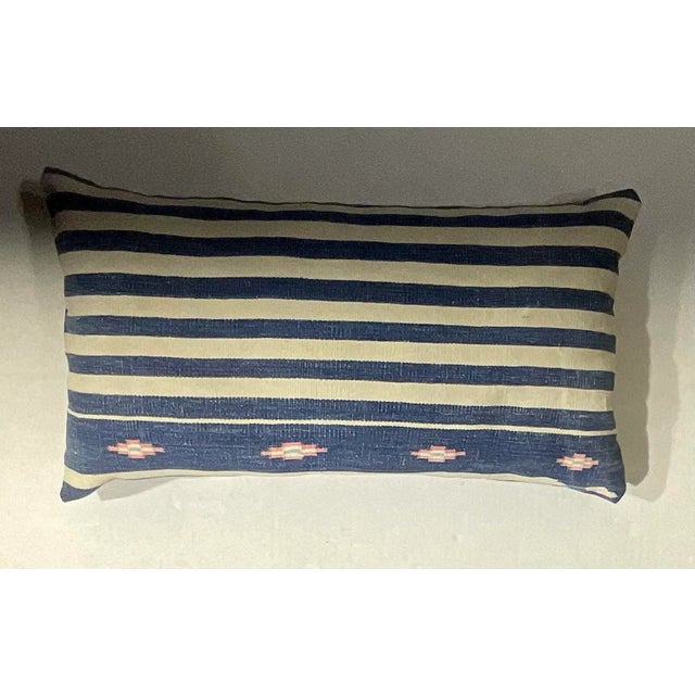 Indian Single Flat Weave Antique Textile Pillow For Sale - Image 3 of 9