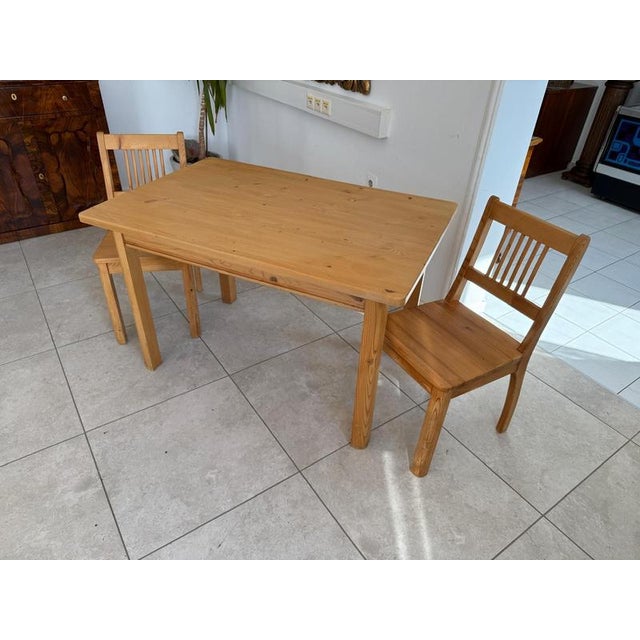 Farmhouse Table and Chairs Set in Spruce Wood, Set of 3 For Sale - Image 11 of 13