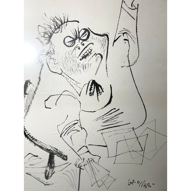 Linen Huge Vintage Original William Gropper Ink Wash Figural Drawing Sketch Painting For Sale - Image 8 of 12