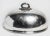 Elegant silver-plate dome dish cover with ornate handle, made in England in the 19th century.