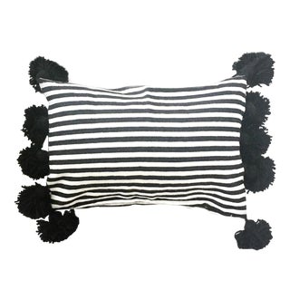 Black & White Striped Lumbar Pillow Cover For Sale