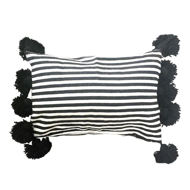 Black & White Striped Lumbar Pillow Cover For Sale