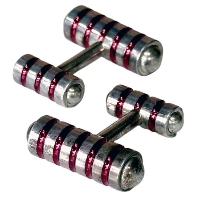 Silver Pair of Sterling Silver and Enamel Cuff Links Paloma Picasso forTiffany & Co. For Sale - Image 8 of 11