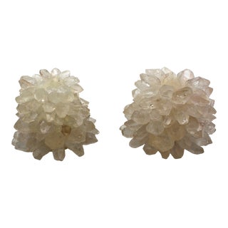 Pair of Mid-20th Century Crystal Candleholders For Sale