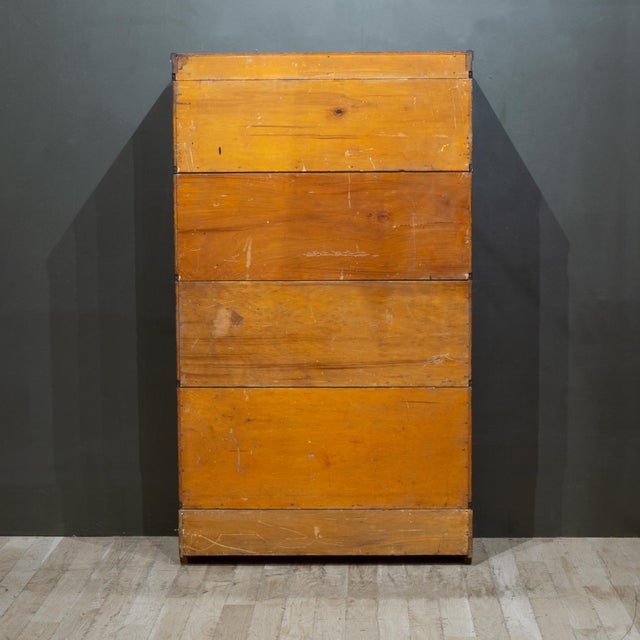 Globe-Wernicke 4 Stack Lawyer's Bookcase With Graduated Shelves and Rare Bottom Drawer c.1900 For Sale - Image 13 of 13
