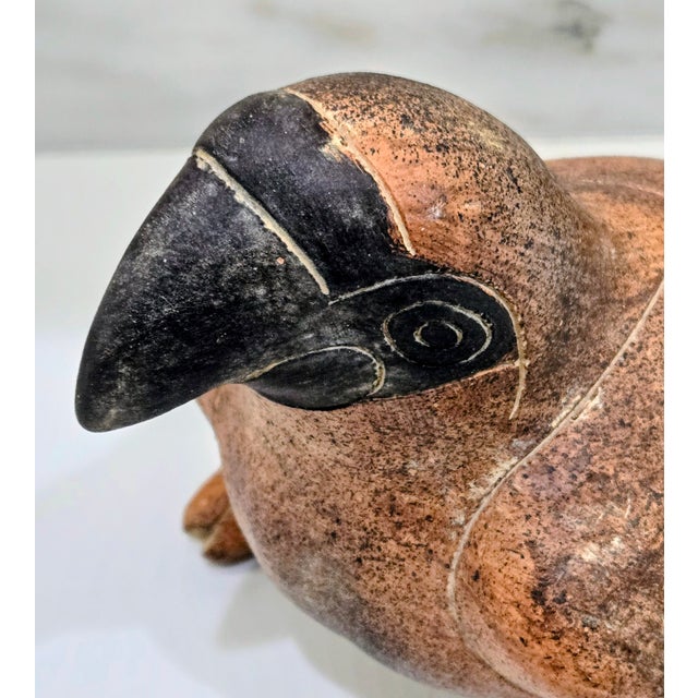 Vintage Mexican Folk Art Bird Effigy Vessel | Tonalá-Style Terracotta Pottery Figurine | Hand-Formed Clay Bird Sculpture | Signed Mexico #019 For Sale In Dallas - Image 6 of 8