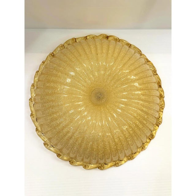Amber Italian Amber “Graniglia Budino” Murano Glass Flush Mount in Traditional 70s Style For Sale - Image 8 of 8