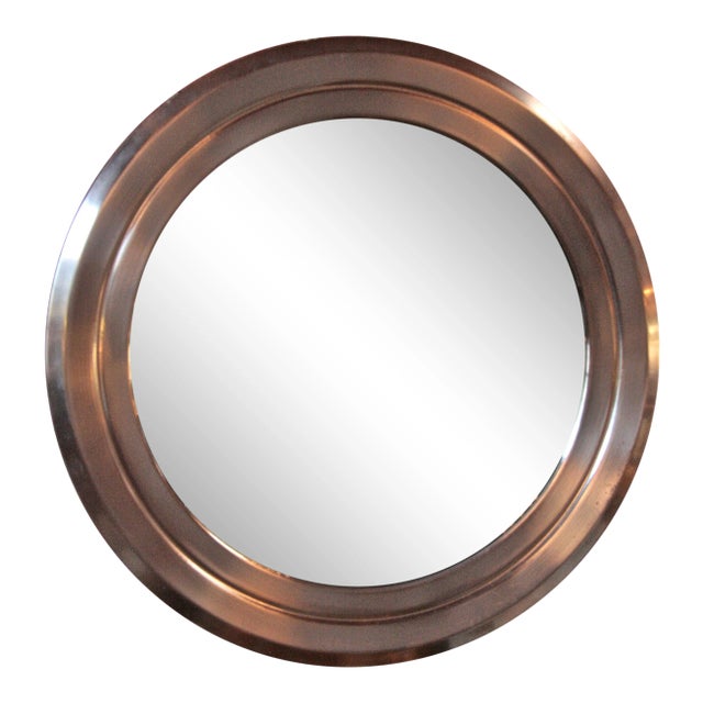 Italian 70's Stainless Sergio Mazza Mirror For Sale