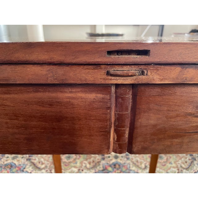 George III - Regency Figured Mahogany and Satinwood Demi Lune Table For Sale - Image 12 of 15