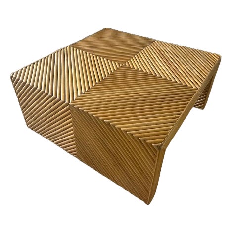 Vintage Sculptural Rattan Coffee Table For Sale