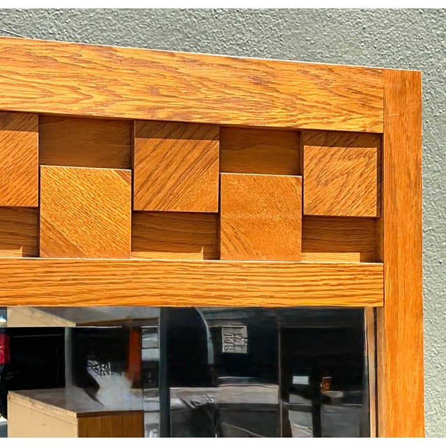Mid-Century Modern Vintage Lane “Staccato” Geometric Wood Frame Mirror For Sale - Image 3 of 12