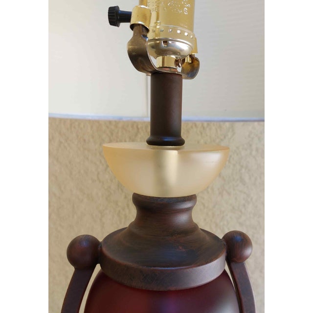 Plastic Contemporary Van Teal Amber Ombre Solid Lucite Acrylic Table Lamp With Shade For Sale - Image 7 of 10