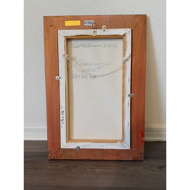 Paint Signed Dated European Cityscape Old Town Oil Painting W Hand Decorated Frame For Sale - Image 7 of 9