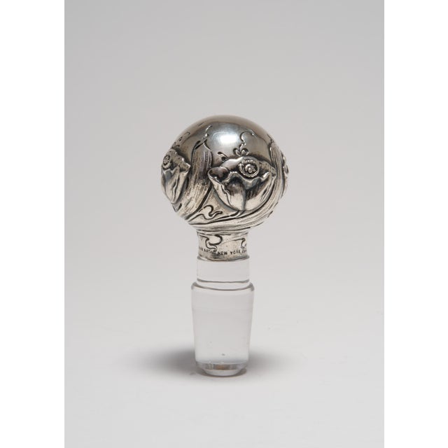 Glass Early 20th Century Art Nouveau Cut Glass Ships Decanter With a Sterling Silver Mounted Stopper, Theodore B Starr For Sale - Image 7 of 10