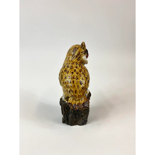 Rustic Mid 19th Century Painted Porcelain Owl For Sale - Image 3 of 8