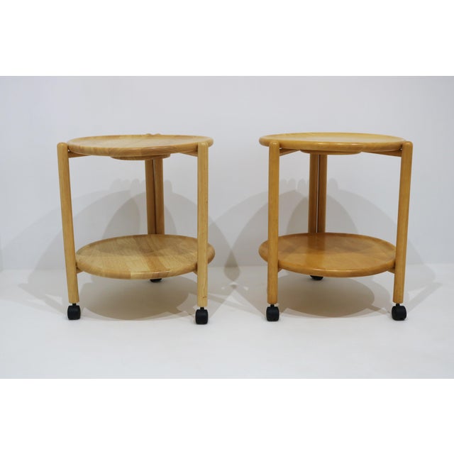 Vintage Danish Foldable Rolling Bar Carts with Removable Trays attributed to Jens Quistgaard, 1970s, Set of 2 For Sale - Image 6 of 17