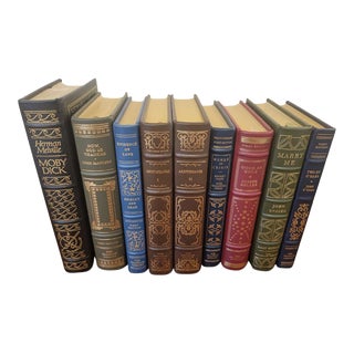 1980s Franklin Mint Leather Books- Set of 9 For Sale