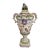 Circa 1900 Vienna-Style Porcelain Potpourri Urn With Applied Flowers, Putti & Blue Shield Mark For Sale